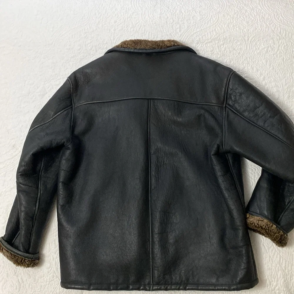 Real Shearling Vintage Aviator Jacket XL - Picture 11 of 15